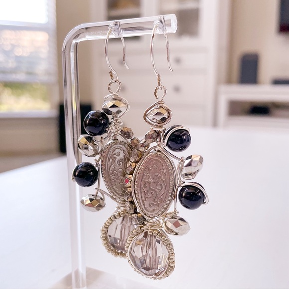 Black and Silver Earrings - Picture 1 of 4